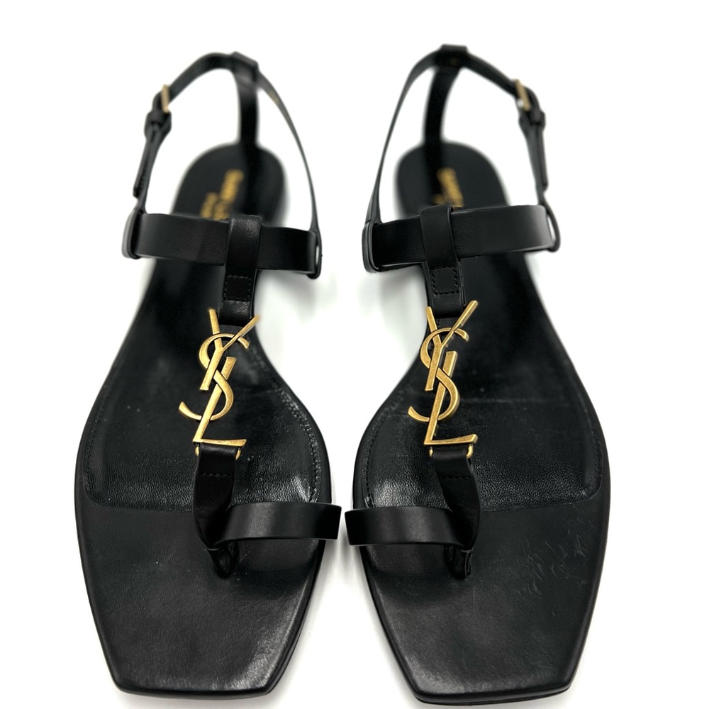 Yves Saint Laurent Black and Gold Sandals - Picture 2 of 7